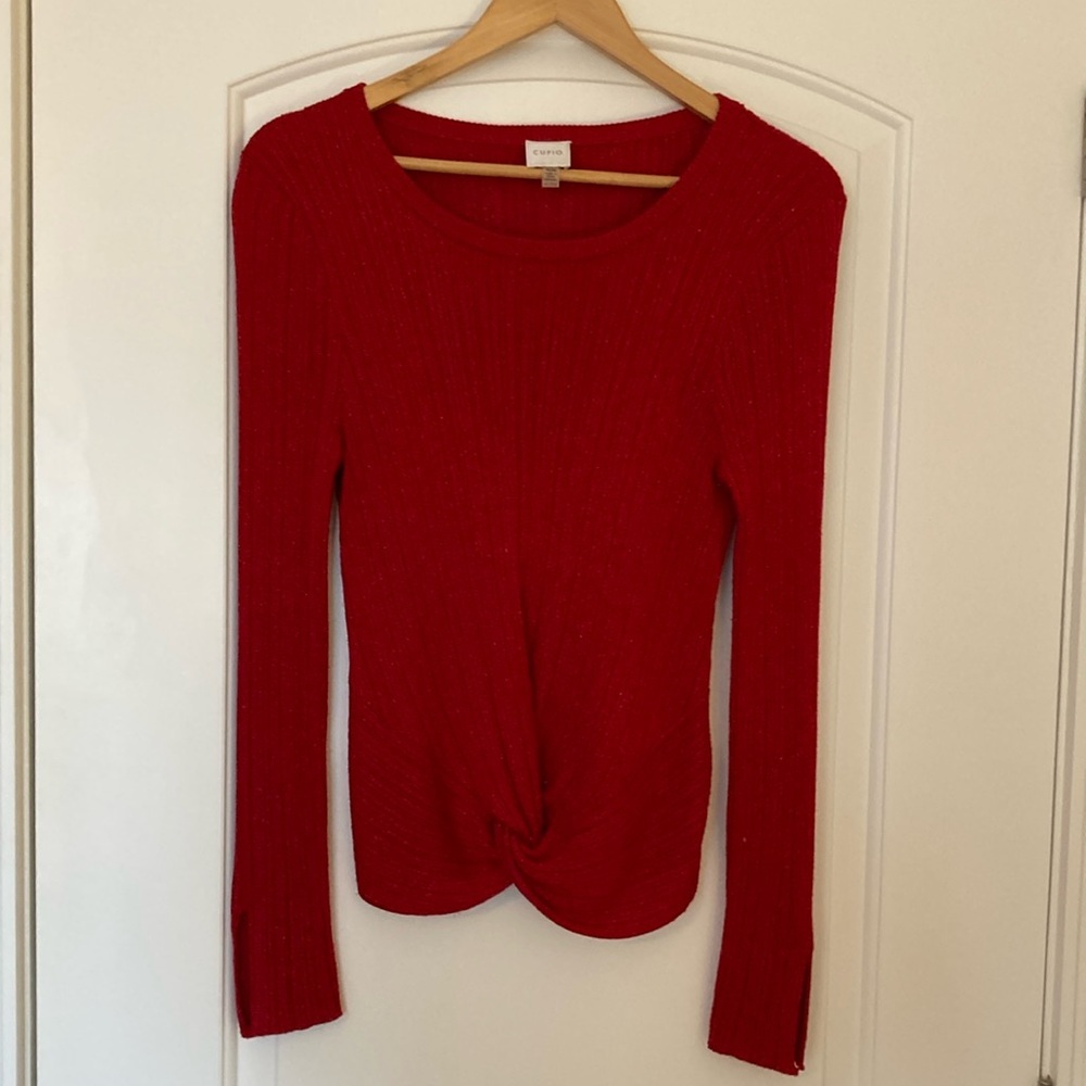 Cupio Women's Red Tied SParkle Sweater Size Medium